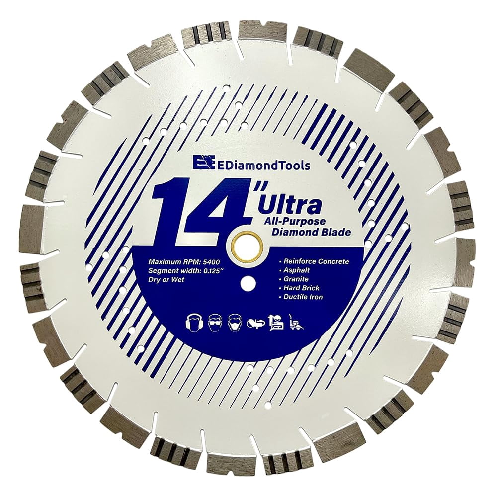 EDiamondTools 14" Ultra All Purpose Diamond Saw Blades for Reinforced Concrete, Asphalt