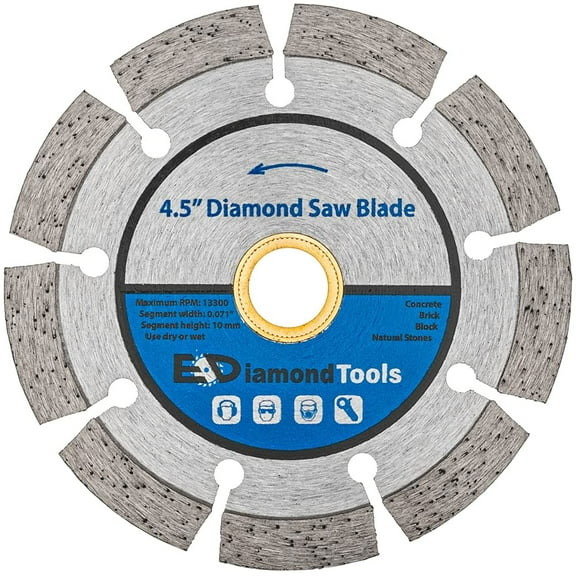 EDiamondTools 4-1/2" Segmented Diamond Saw Blade for Concrete, Brick, Block and Masonry