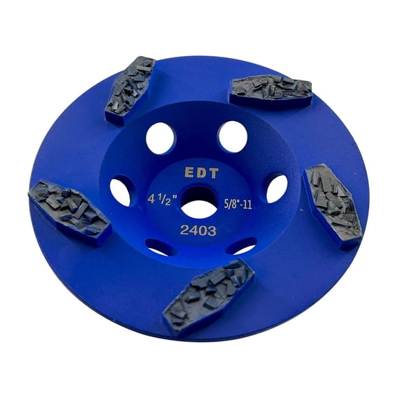 EDiamondTools 4.5" Crushed Chip PCD Grinding Wheel for Epoxy Glue Mastic Paint, 5 Segments