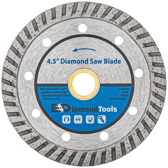 EDiamondTools 4.5" Turbo Diamond Saw Blade for Concrete, Brick, Block and Masonry