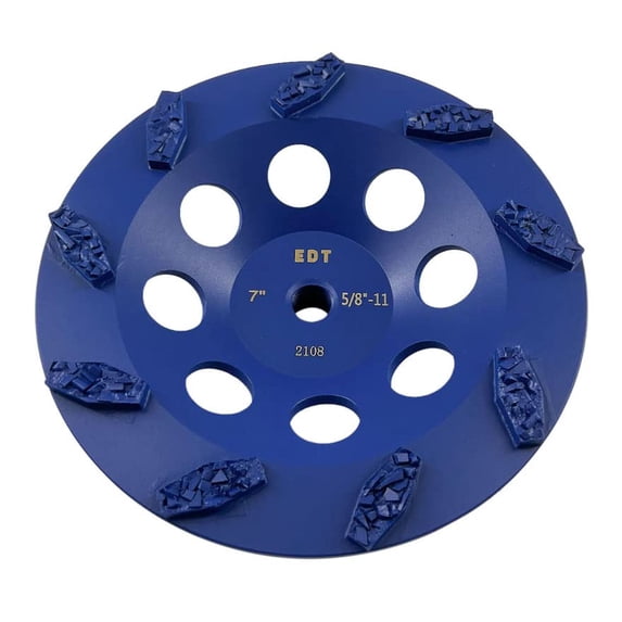 EDiamondTools 7" Crushed Chip PCD Grinding Wheel for Epoxy Glue Mastic Thinset, 9 Segments