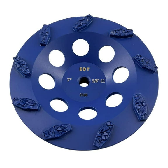 EDiamondTools 7" Crushed Chip PCD Grinding Wheel for Epoxy Glue Mastic Thinset, 9 Segments