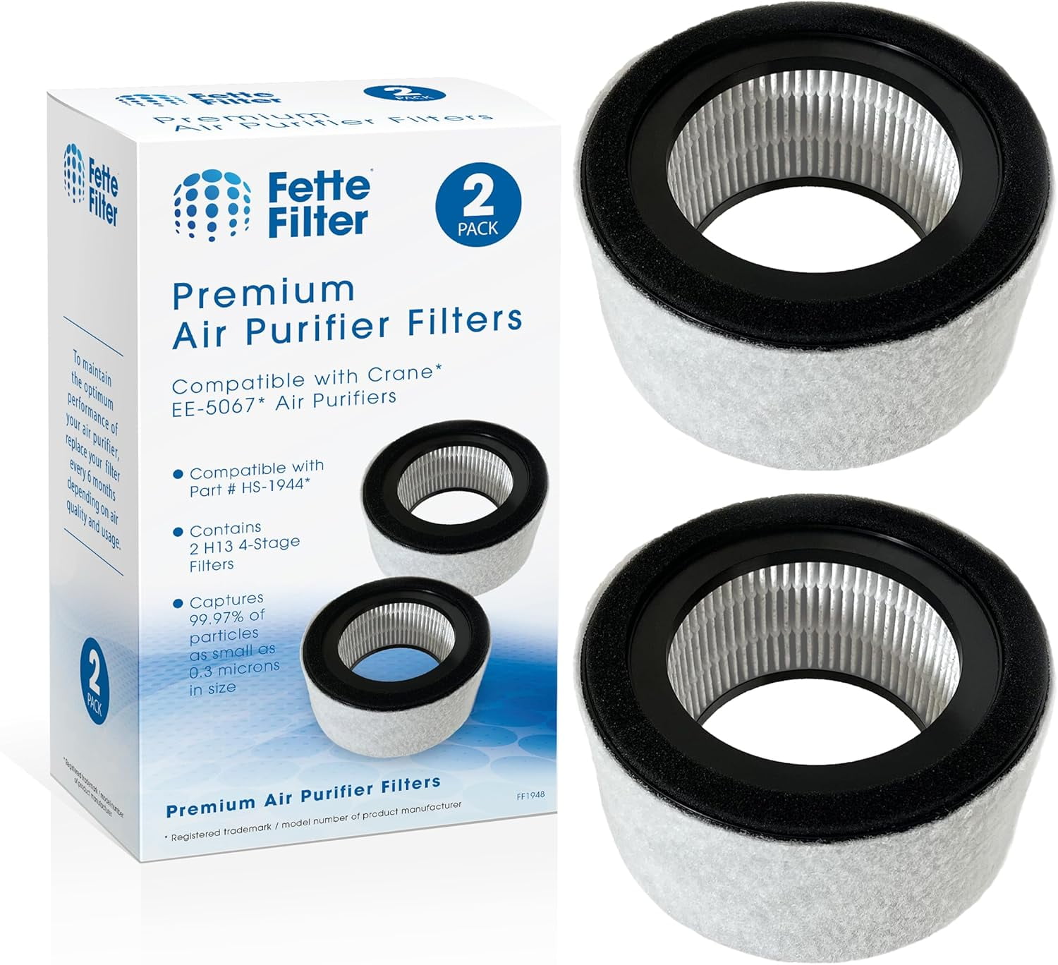  EE5067 True HEPA H13 Filter Set Compatible with Crane Air Purifier