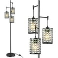 thumbnail image 1 of EE Eleven Master 3-Light Modern Black Tree Floor Lamp with Crystal Birdcage Shades, 1 of 7