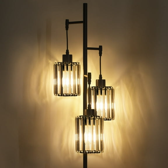 EE Eleven Master Industrial Modern Floor Lamp - 5.1FT Tall Dimmable Standing Lamp with 3 Teardrop Cage Shade, Rustic Lighting for Living Room, Bedroom, Office