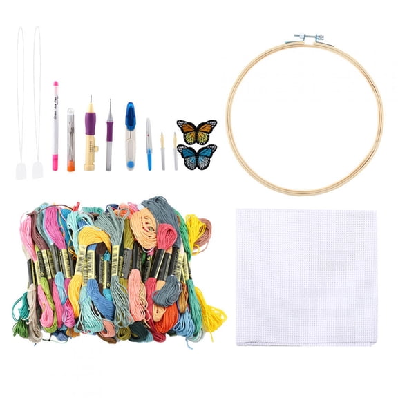 EECOO Embroidery Sewing Set,100Pcs/Set   Crafts Colorful Threads Embroidery Pen Punch Needle Kit Set Sewing Tools, Sewing Needle Thread Set