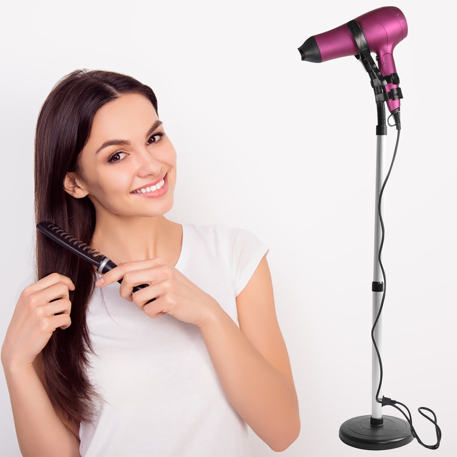 EECOO Hair Dryer Stand, 360° Rotating Adjustable Height Lazy Hair Dryer  Stand Hand With Heavy Base, Hands- Blow Dryer Holder Countertop