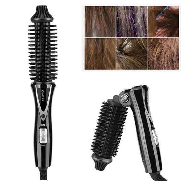 EECOO Professional 2 in 1 360 Rotating Curling Iron Hair Brush Curler Straightener, Hair Dressing Tool