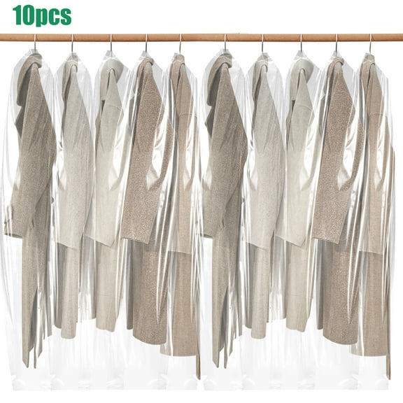 EEEKit 10pcs 72" Plastic Garment Bags for Hanging Clothes, Clear Clothes Covers, Dry Cleaning Dust Proof Bags, Clothes Storage for Long Dresses, Suits