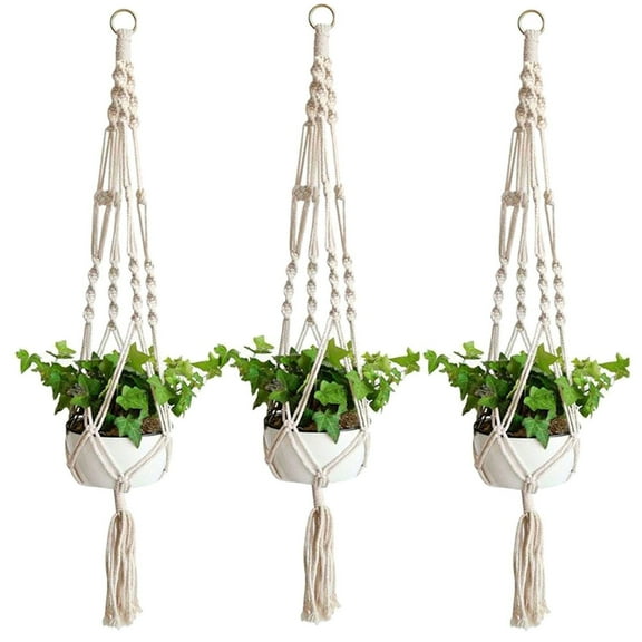 EEEKit 3pcs Macrame Plant Hangers, Indoor Outdoor Hanging Planter Baskets, Boho Home Decor Flower Pot Holders for Living Room Patio Ceiling, 41"