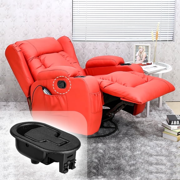 Recliner Release Handle Replacement, EEEkit Black Metal Recliner Pull Handle Fits 5mm Cable, Compatible with Ashley & Most Recliner Sofa Brands