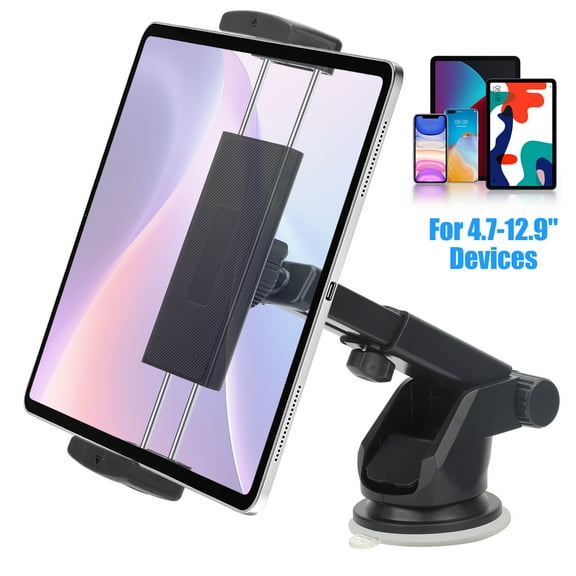 EEEKit Car Tablet Phone Mount Holder, 360° Rotation Dashboard Windshield Suction Cup Car Mount, Suction Cup Car Tablet Cradle Stand Fit for 4.7-12.9" Tablets, Cell Phones, iPad, GPS Navigator