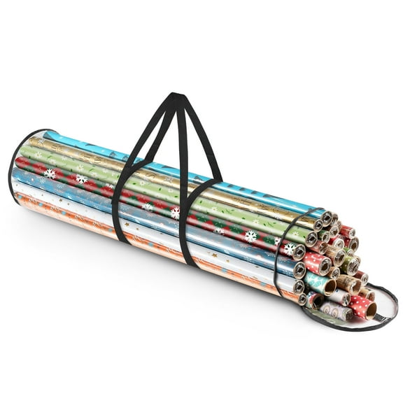 EEEKit Wrapping Paper Storage Container, 40" Gift Wrapping Organizer Storage, PVC Clear Xmas Storage Bag Fits 25 Standard Rolls of Wrapping Paper