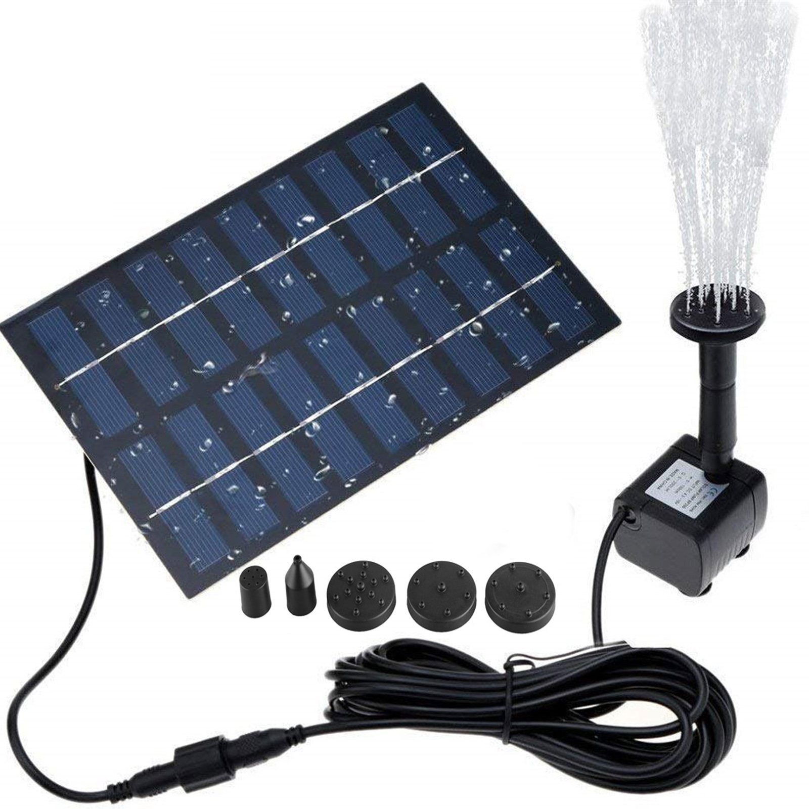EEEkit 1.2W Solar Fountain, Submersible Water Pump for Bird Bath, Solar Panel Kit for Outdoor Pond, Patio, Garden, 4 Types Sprinkler Heads with Different Water Flows and Water Heights - image 1 of 10