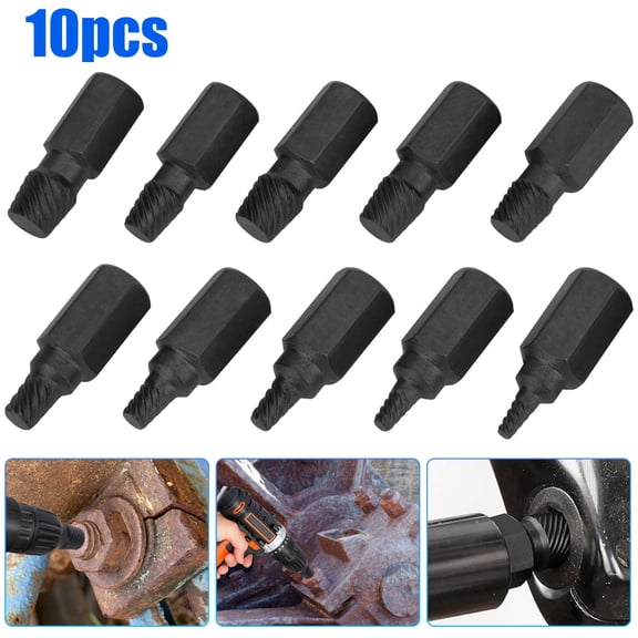 EEEkit 10pcs Screw Extractor Set, Broken Bolt Remover Set, Hex Head Bolt Extractor Set, Drill Bit Set Fits 1/813/32 in for Removing Broken Bolts, Screws, Studs