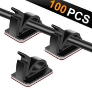 EEEkit 100 Pcs Adhesive Cable Wire Clips with Strong Adhesive, Self-Adhesive Cable Wire Management Wire Cable Holder Clamps Cable Tie Holder for Car, Office, and Home(Black)