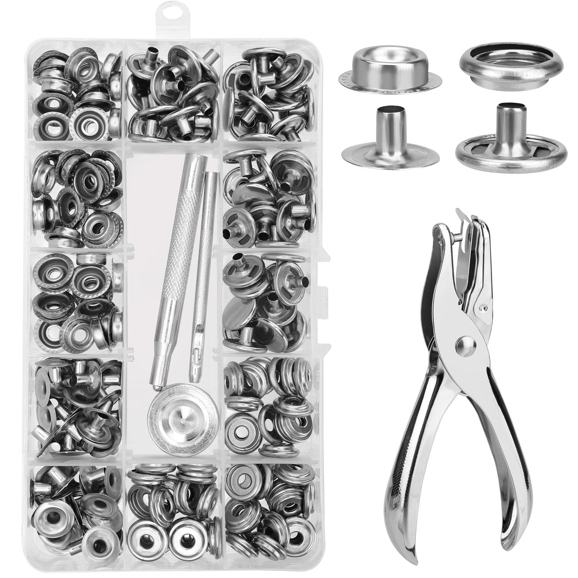 EEEkit 100 Sets Metal Snaps Fasteners Kit with Pressure Plier Tools for