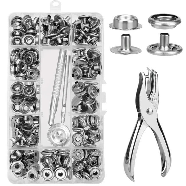 EEEkit 100 Sets Metal Snaps Fasteners Kit with Pressure Plier Tools for