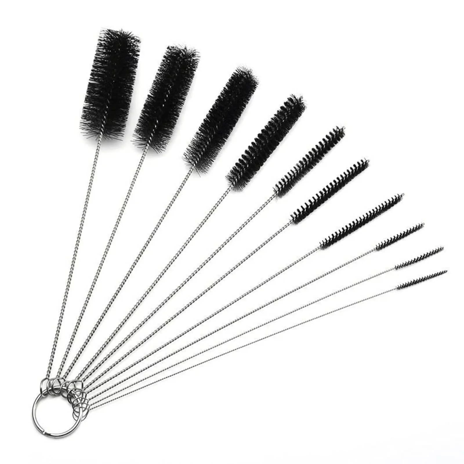 EEEkit 10Pcs Bottle Cleaning Brushes, Nylon Tube Pipe Keyboard Washing Cleaner Straw Tools, Black