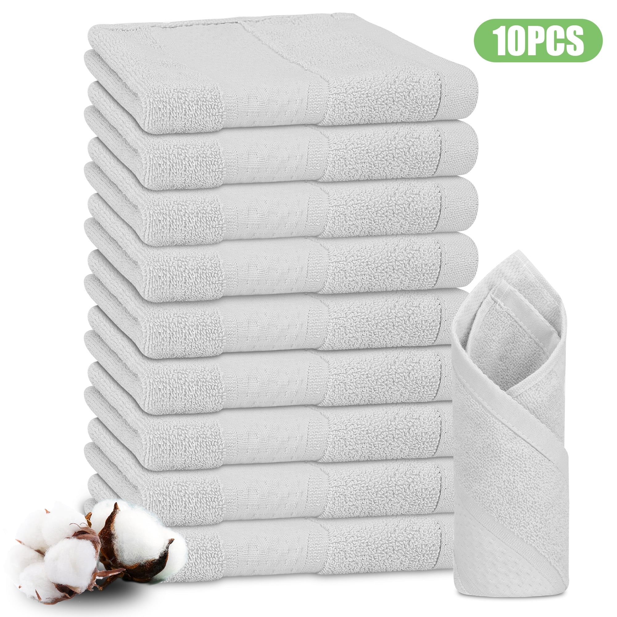 EEEkit 10pcs Cotton Hand Towels, Soft and Absorbent Handkerchiefs, 13.3x13.3'' Hotel Bathroom ...