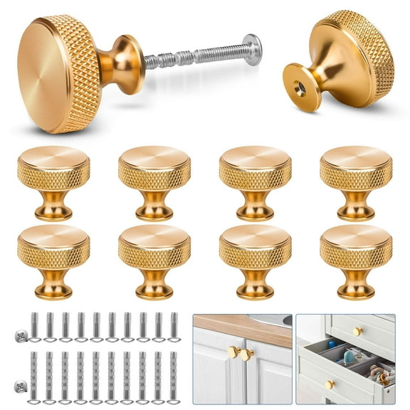 EEEkit 10pcs Drawer Pulls, Aluminum Alloy Modern Cabinet Knobs for Dressers, Closet Doors, Gold
