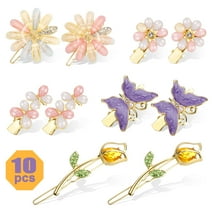 EEEkit 10pcs Rhinestone Butterfly Hair Clips, Glitter Crystal Flower Hairpins, Decorative Bobby Pins