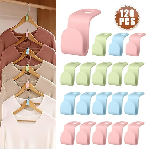 EEEkit 120Pcs Hanger Connector Hooks, Clothes Hanger Extender Clips for Saving Closet Space