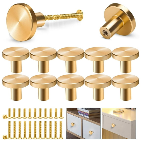 EEEkit 12pcs Modern Cabinet Knobs, Aluminum Alloy Drawer Pulls for Dressers, Closet Doors, Gold