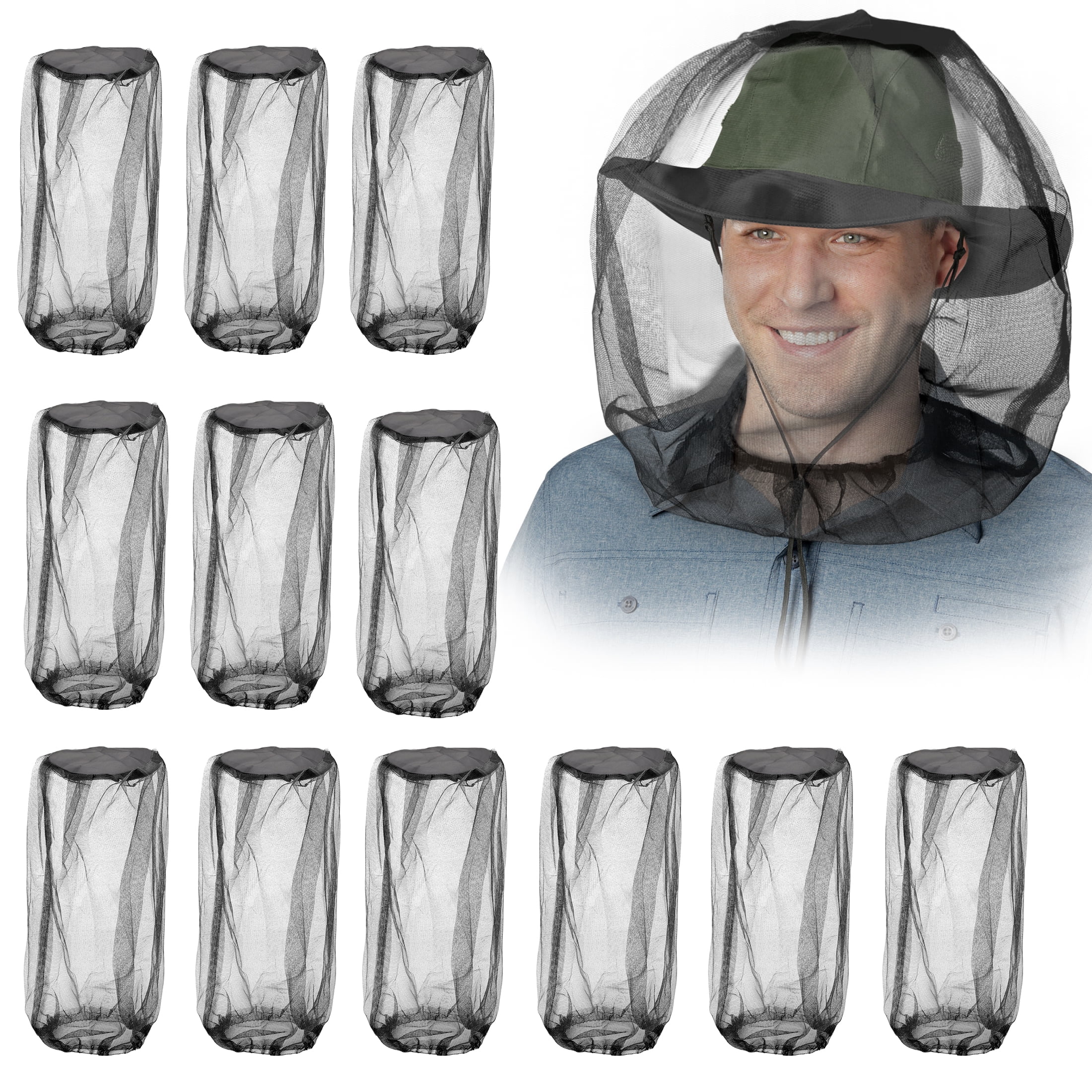 EEEkit 12pcs Mosquito Head Nets, Lightweight Face Screen Mesh Protect