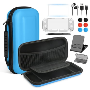 EEEkit 15-in-1 Accessories Bundle Fit for Nintendo Switch Lite – Carrying Case, Protective Cover Case, Tempered Glass Screen Protector, Stand, Thumb Grips, Type C Cable, Stylus