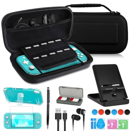 EEEkit 15-in-1 Switch Lite Accessories Bundle, Carry Case Fit for Nintendo Switch Lite with Cover Case, Screen Protector, USB Cable, Games Holder Case, Headphones, Thumb Caps, and More
