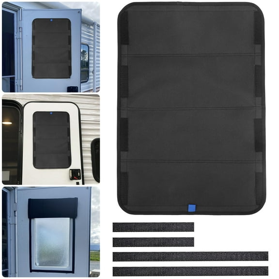 EEEkit 16 x 25" RV Window Shade, Foldable Blackout Vent Cover, Waterproof Oxford Cloth, Black