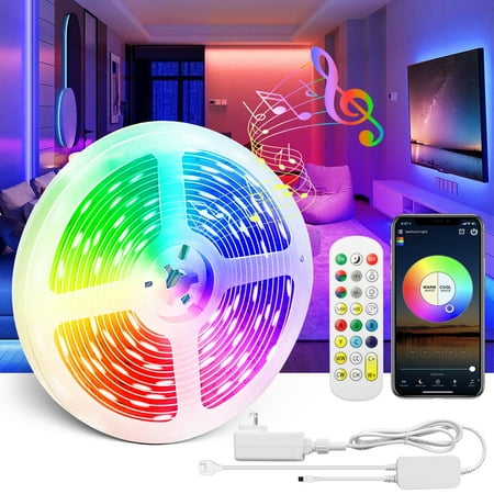 EEEkit 16ft Smart RGBW LED Strip Lights with Remote, Color Changing Tape Light Music Sync