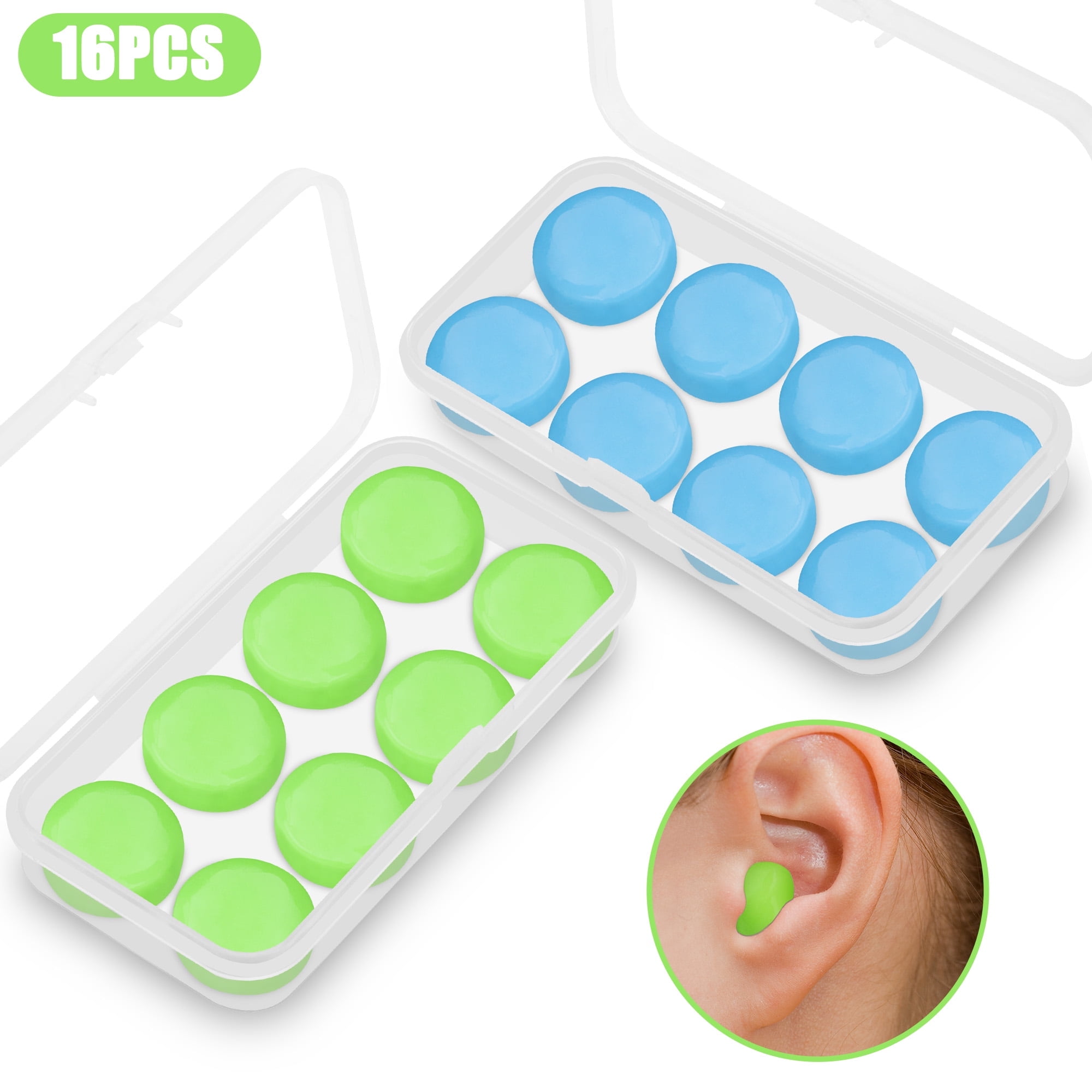 EEEkit 16pcs Soft and Moldable Silicone Ear Plugs for Sleeping, 25dB