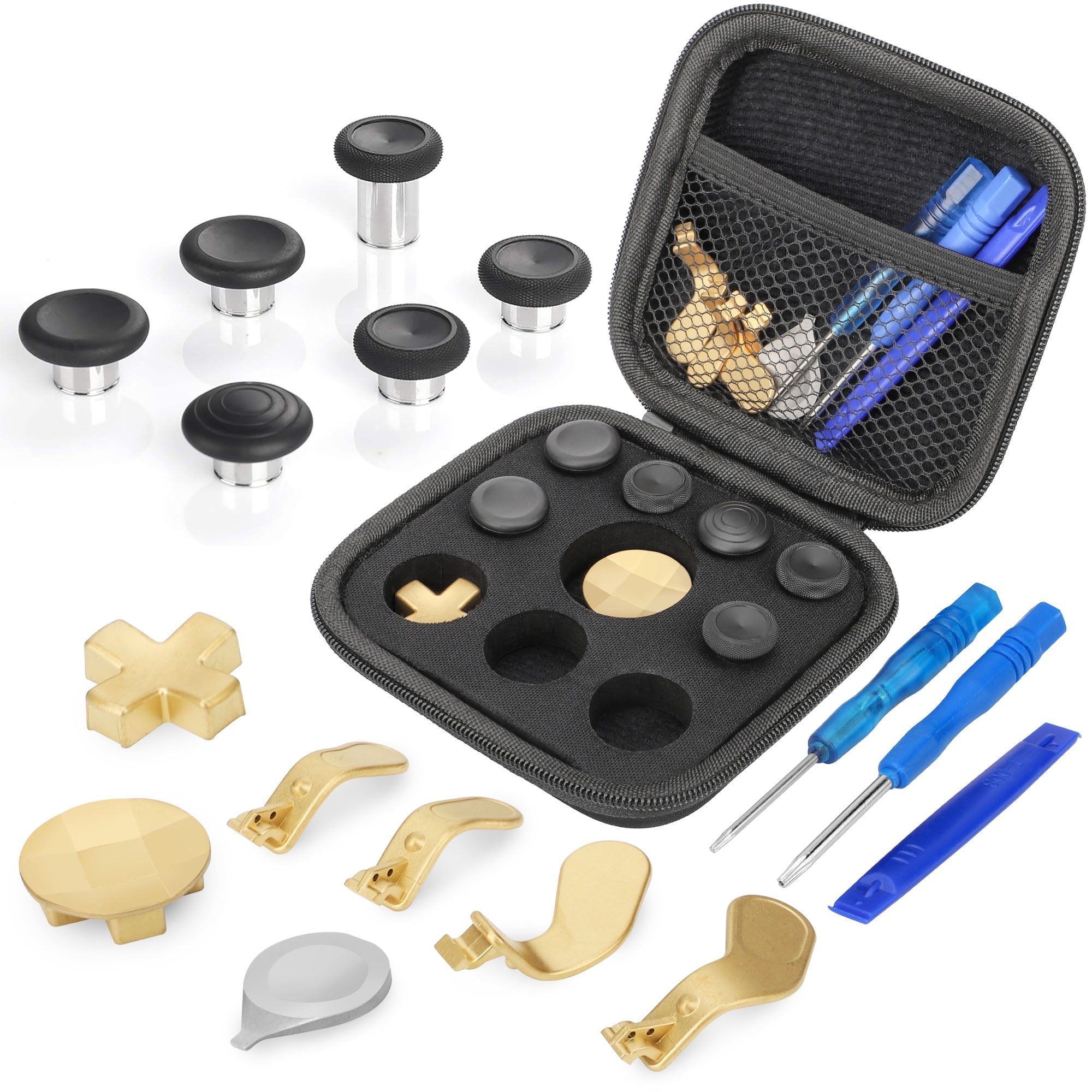 EEEkit 17-in-1 Metal Replacement Accessories Fit for Xbox One Elite Series 2, Elite Series 2 Core Controller with Thumbsticks, Paddles, D-Pads, Screwdriver Tools, Standard Part