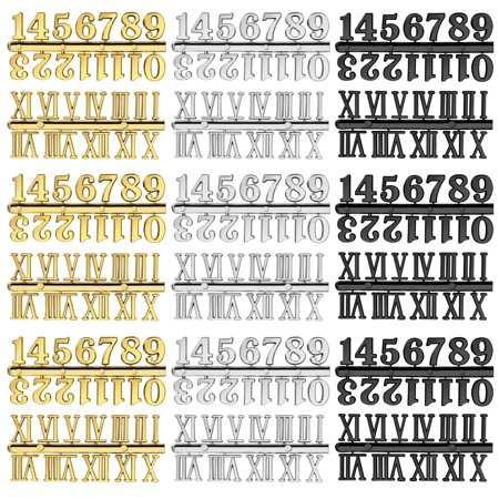 TSV 18pairs Clock Numerals Set, Arabic and Roman Number for DIY Wall Clock Replacement