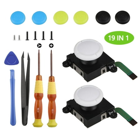EEEkit 19Pcs 3D Analog Joystick Repair Kit Fit for Nintendo Switch Left/Right Joy-Con Controller, Controller Repair Tool Set with Cross Screwdriver, Tri-wing Screwdriver, Pry Tool, Tweezer