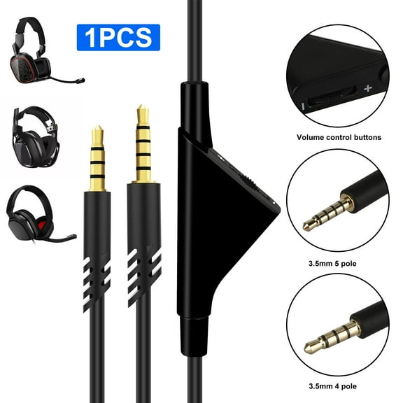 EEEkit 1PC Replacement Audio Cord Fit for Astro A10 A30 A40 Gaming Headsets, Xbox One/PS4 Controller, Headphone Extension Cable with Volume Controls
