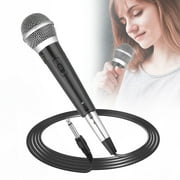 EEEkit 2 PCS Handheld Wired Dynamic Microphones with 10' Cable, 1/4" Socket, Portable Wired Mic for Karaoke Singing/Speech/Wedding/Stage/Youtube/ Recording/Podcasting/Streaming/Gaming