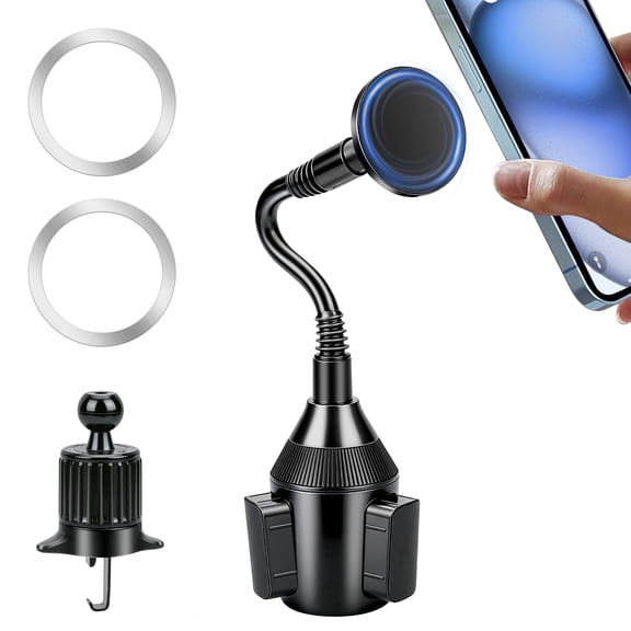 EEEkit 2-in-1 Magnetic Car Phone Mount, Car Cup Holder & Air Vent Phone Holder, 360 Rotation Cell Phone Holder Compatible with MagSafe iPhone 17/16/15/14/13/ & Android Phones