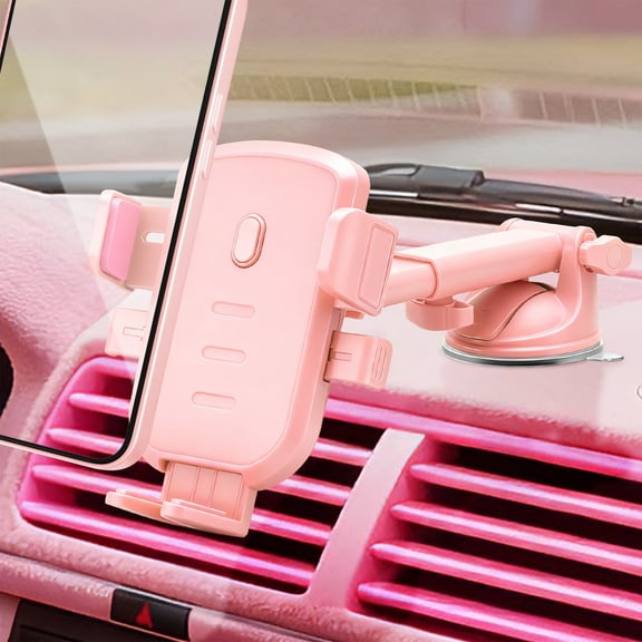EEEkit 2-in-1 Pink Car Phone Holder for Dashboard & Windshield, Hands-Free Mount Fit for 47.2 Smartphones, iPhone & Android  Pink Car Accessory