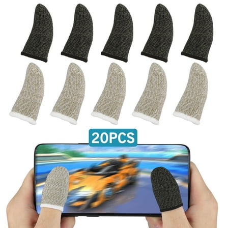 EEEkit 20 Pcs Mobile Game Finger Sleeve Sets, Touchscreen Gaming Fingertip Gloves, Anti-Sweat Breathable Fingertip Cover Fit for PUBG, Rules of Survival, Call of Duty