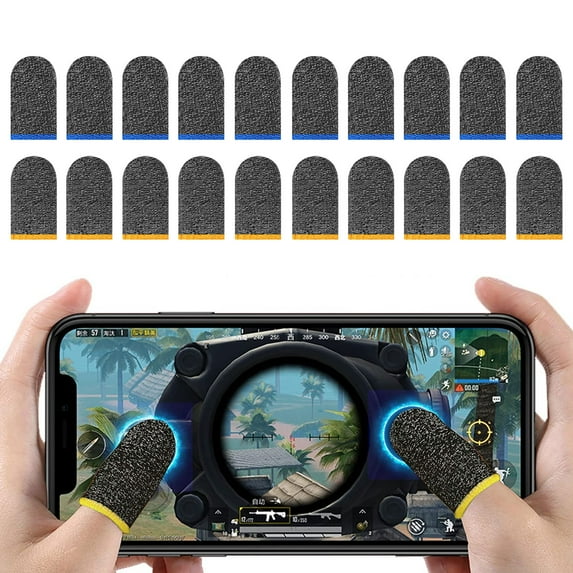 EEEkit 20 Pcs Mobile Game Fingertip Gloves for Gamer, Touchscreen Gaming Finger Sleeve, Smooth Operation, Anti-sweat, Extremely Thin, Soft Breathable for PUBG, Rules of Survival, Call of Duty Games