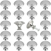 EEEkit 20pcs Kitchen Cabinet Knobs Pulls, Brushed Nickel Cabinet Knobs, Drawer Dresser Handles Cupboard Door Heavy Knobs, Kitchen Cabinet Hardware with Screws for Bathroom Drawer, 1.06in, Silver