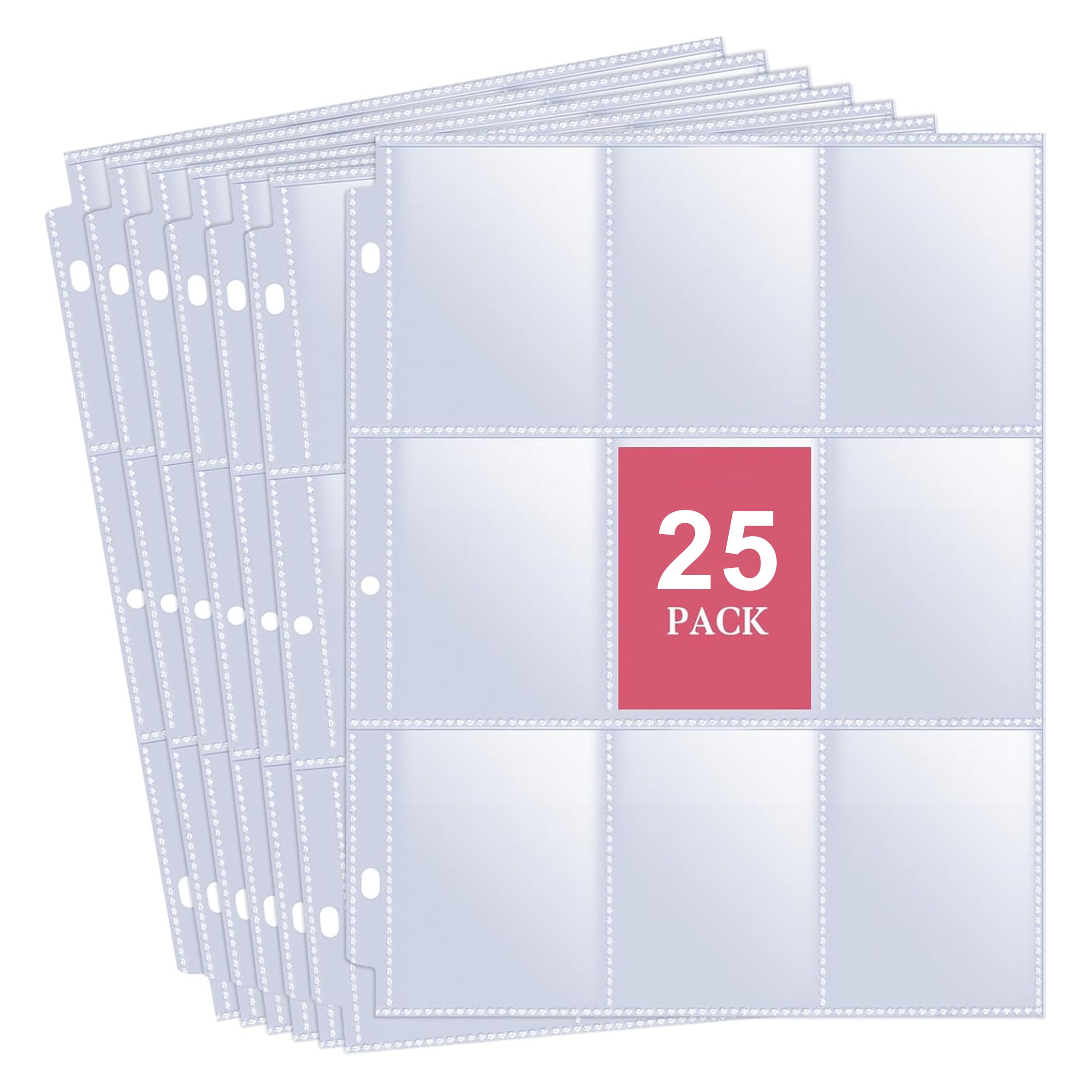 EEEkit 225 Pockets Trading Card Binder Sleeves, 9 Pocket Page Protectors for 3 Ring Binder, Standard Size Card Sheets Protectors for Sports Cards, Coupon, Business Cards, Pokemon Cards