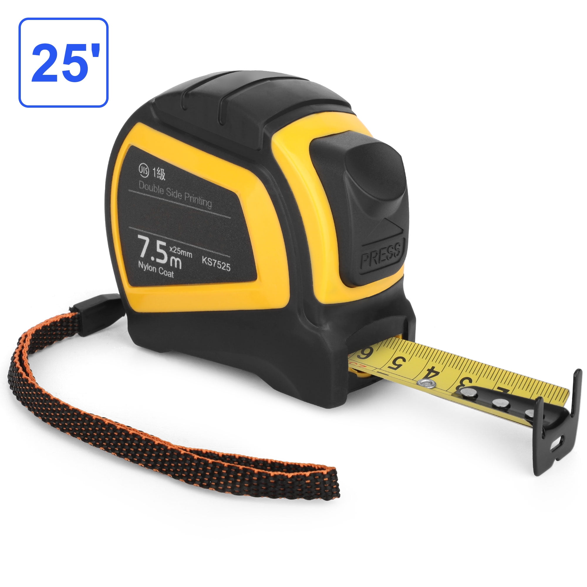 EEEkit 25' SelfLocking Tape Measure with Rubber Grip, Metric and
