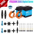 thumbnail image 1 of EEEkit 2Pack 35KG Digital Servo with Extended Cable, Full Metal Gear High Torque Waterproof for RC Car Crawler Robot (Control Angle 180°), 1 of 8