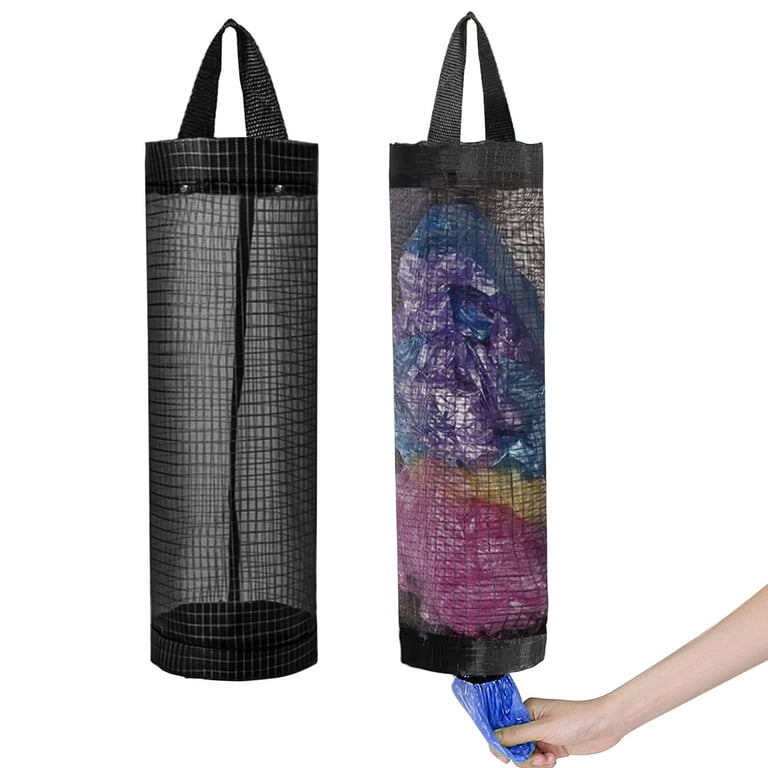EEEkit 2Pcs Plastic Bag Dispenser, Kitchen Hanging Grocery Bag Holder,  Foldable Garbage Bag Organizer