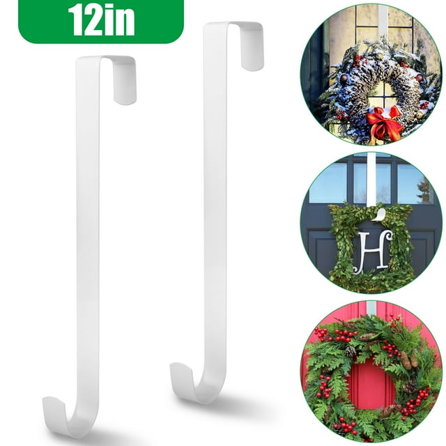 "EEEkit 2pcs 12"" Metal Wreath Hanger, OvertheDoor Hook for Front