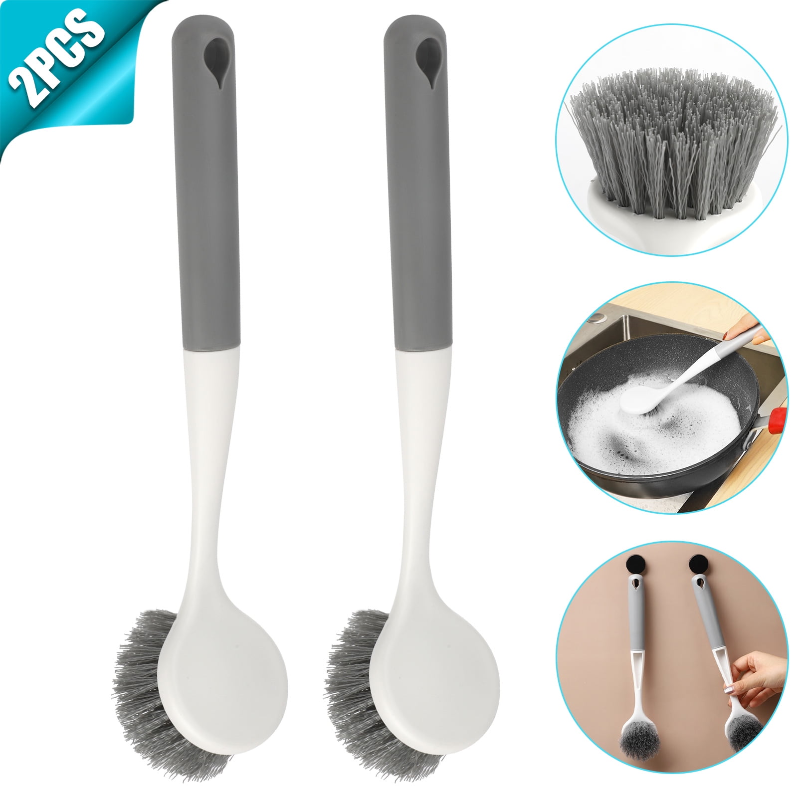 EEEkit 2pcs Dish Brushes, Kitchen Bristle Scrub Brush for Cleaning Pans